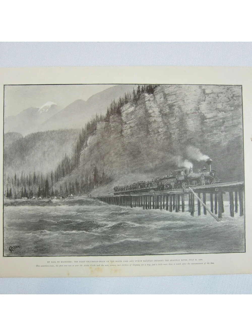Antique 1899 Print By Rail to Klondike First Excursion-Train White Pass & Yukon